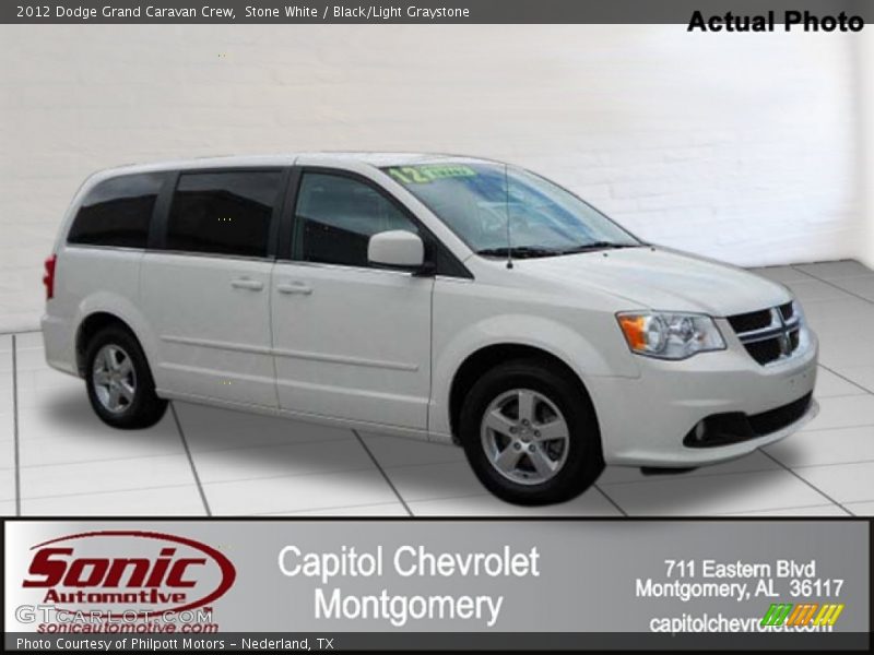 Stone White / Black/Light Graystone 2012 Dodge Grand Caravan Crew