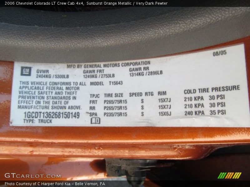 Sunburst Orange Metallic / Very Dark Pewter 2006 Chevrolet Colorado LT Crew Cab 4x4