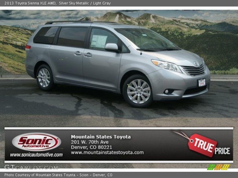 Silver Sky Metallic / Light Gray 2013 Toyota Sienna XLE AWD