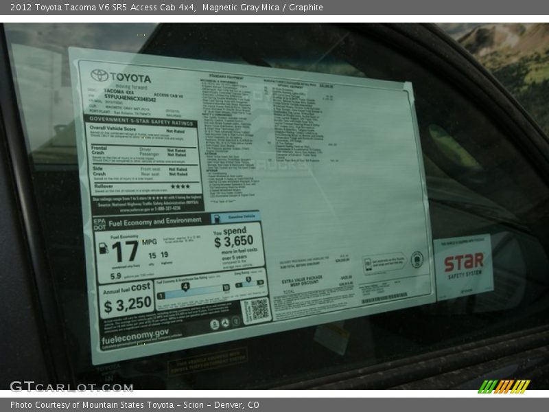 Magnetic Gray Mica / Graphite 2012 Toyota Tacoma V6 SR5 Access Cab 4x4