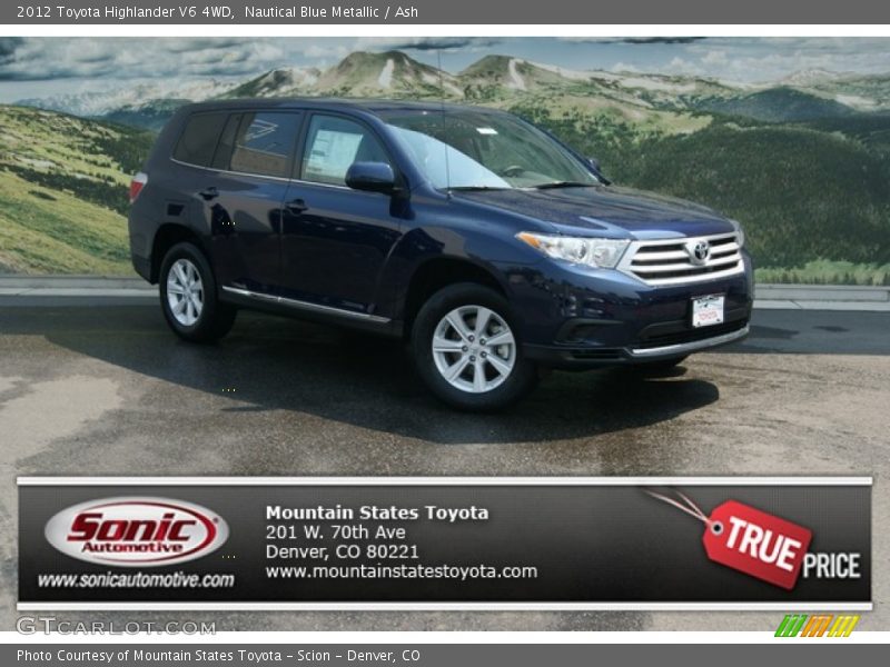 Nautical Blue Metallic / Ash 2012 Toyota Highlander V6 4WD