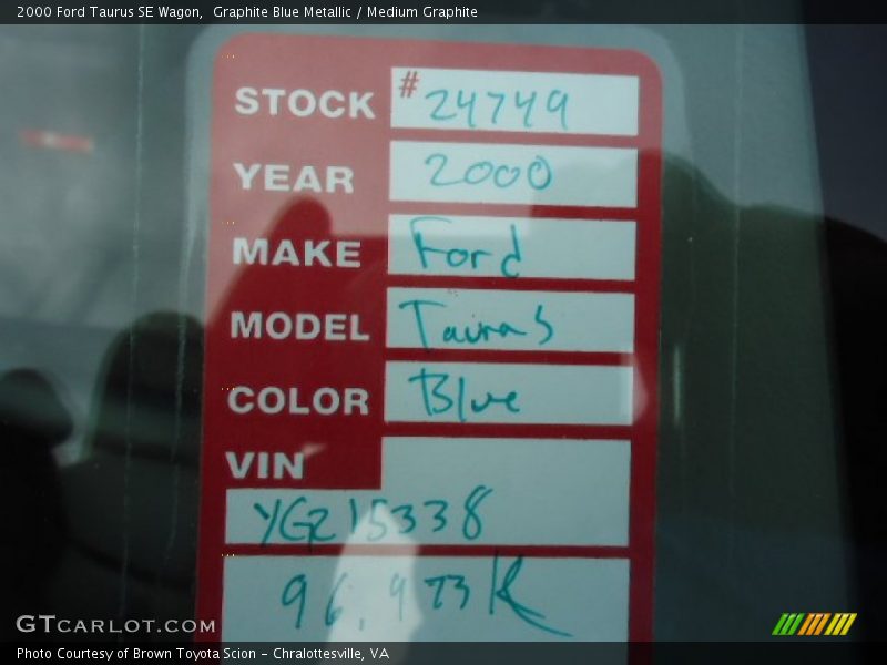 Graphite Blue Metallic / Medium Graphite 2000 Ford Taurus SE Wagon