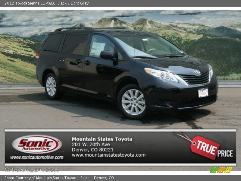 Black / Light Gray 2012 Toyota Sienna LE AWD