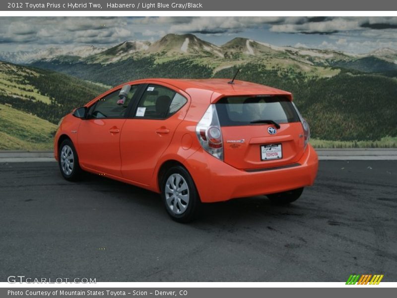 Habanero / Light Blue Gray/Black 2012 Toyota Prius c Hybrid Two