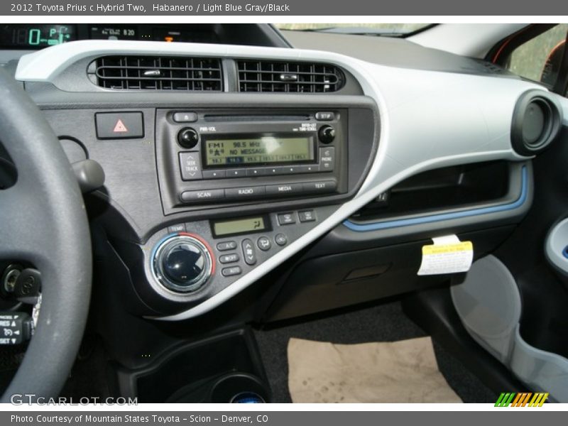 Habanero / Light Blue Gray/Black 2012 Toyota Prius c Hybrid Two