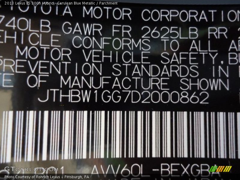 Cerulean Blue Metallic / Parchment 2013 Lexus ES 300h Hybrid