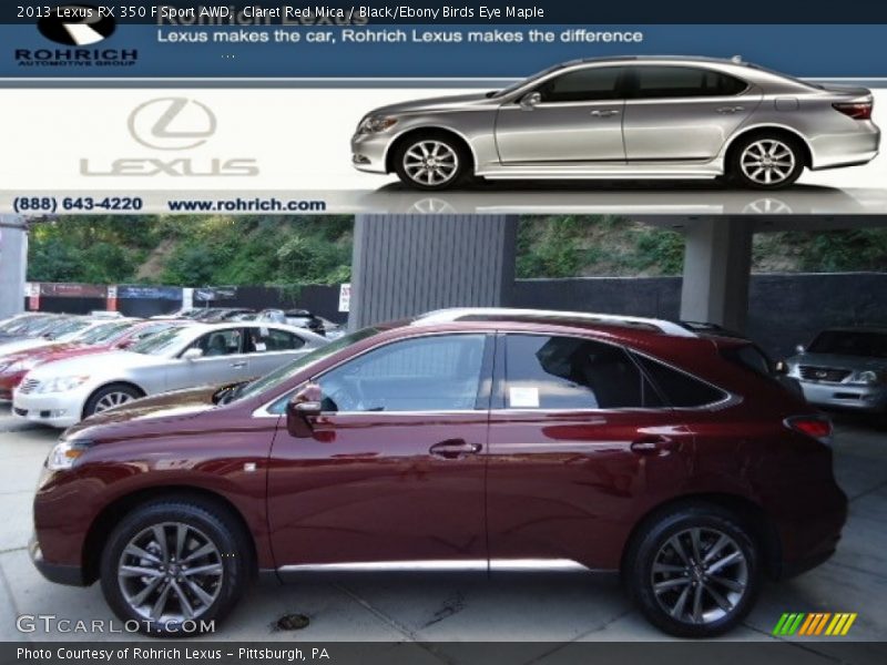 Claret Red Mica / Black/Ebony Birds Eye Maple 2013 Lexus RX 350 F Sport AWD