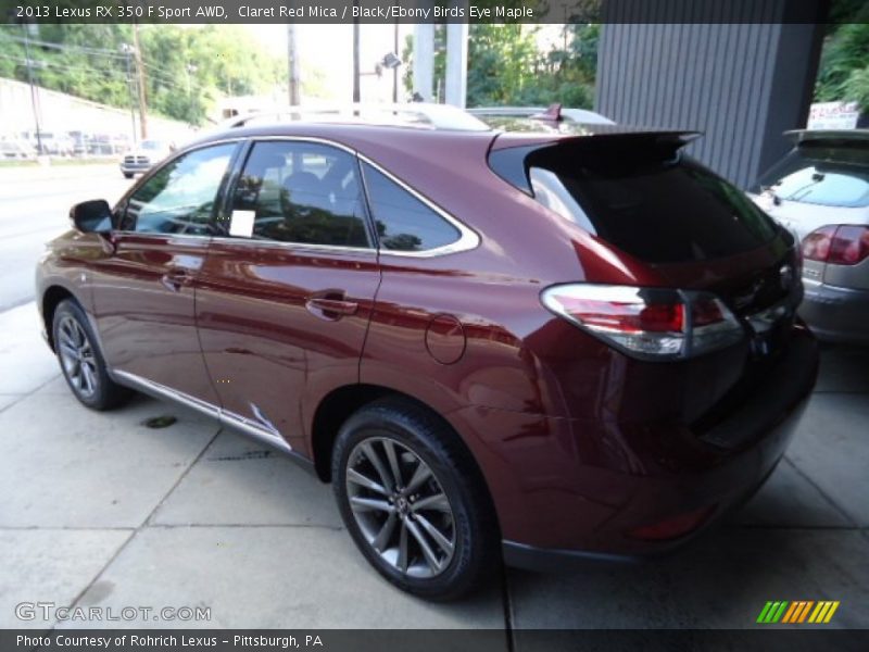 Claret Red Mica / Black/Ebony Birds Eye Maple 2013 Lexus RX 350 F Sport AWD