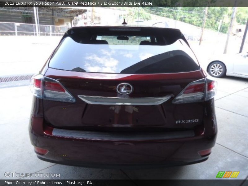 Claret Red Mica / Black/Ebony Birds Eye Maple 2013 Lexus RX 350 F Sport AWD