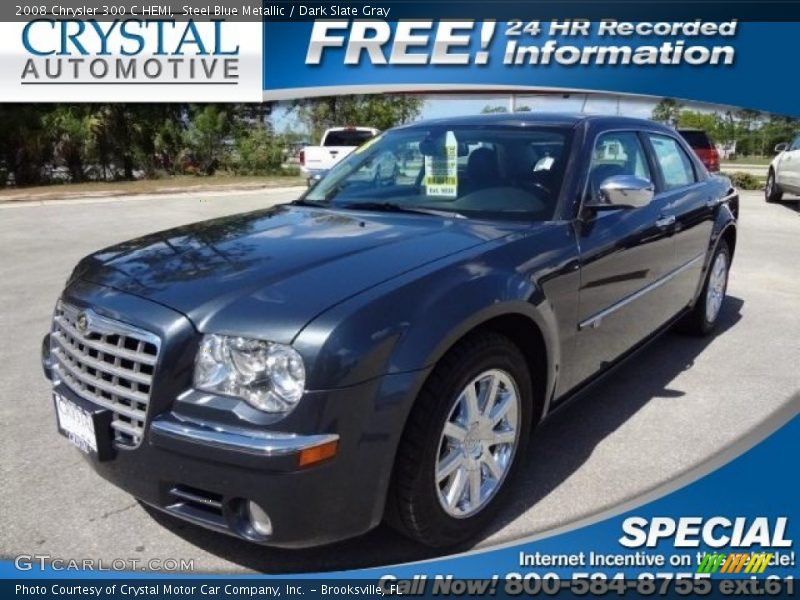Steel Blue Metallic / Dark Slate Gray 2008 Chrysler 300 C HEMI