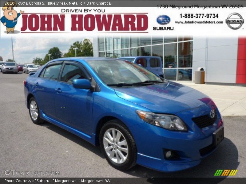 Blue Streak Metallic / Dark Charcoal 2010 Toyota Corolla S