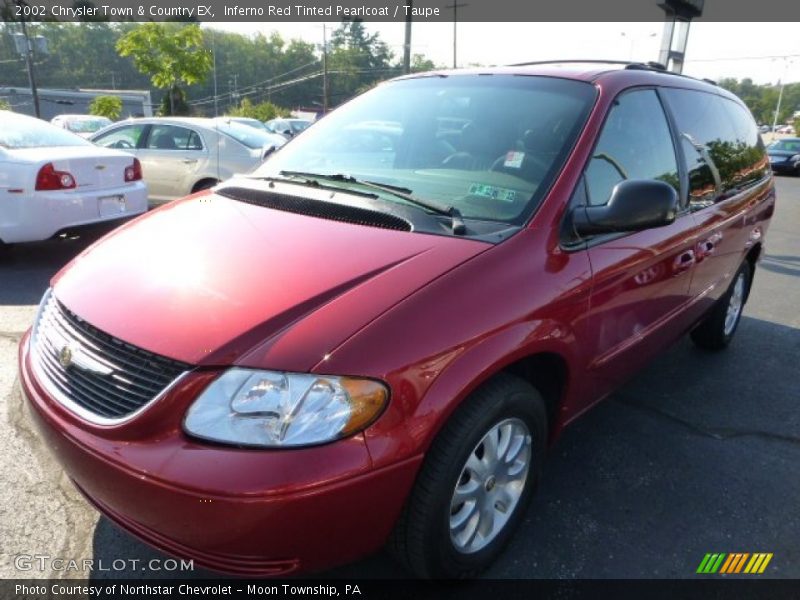 Inferno Red Tinted Pearlcoat / Taupe 2002 Chrysler Town & Country EX