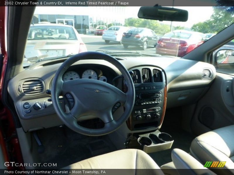 Inferno Red Tinted Pearlcoat / Taupe 2002 Chrysler Town & Country EX