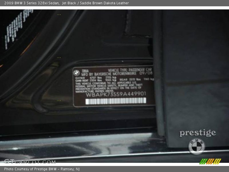 Jet Black / Saddle Brown Dakota Leather 2009 BMW 3 Series 328xi Sedan