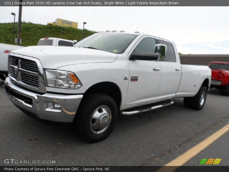 Bright White / Light Pebble Beige/Bark Brown 2011 Dodge Ram 3500 HD Laramie Crew Cab 4x4 Dually