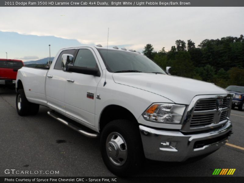Bright White / Light Pebble Beige/Bark Brown 2011 Dodge Ram 3500 HD Laramie Crew Cab 4x4 Dually