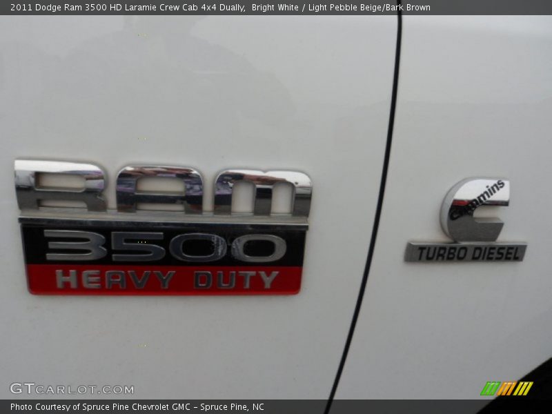 Bright White / Light Pebble Beige/Bark Brown 2011 Dodge Ram 3500 HD Laramie Crew Cab 4x4 Dually