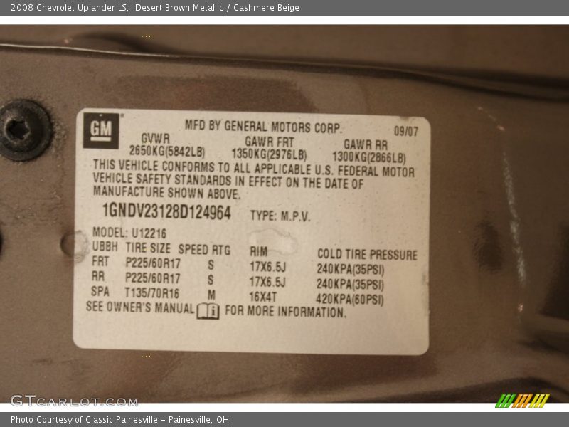 Desert Brown Metallic / Cashmere Beige 2008 Chevrolet Uplander LS