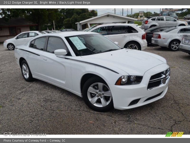 Bright White / Black/Light Frost Beige 2012 Dodge Charger SE