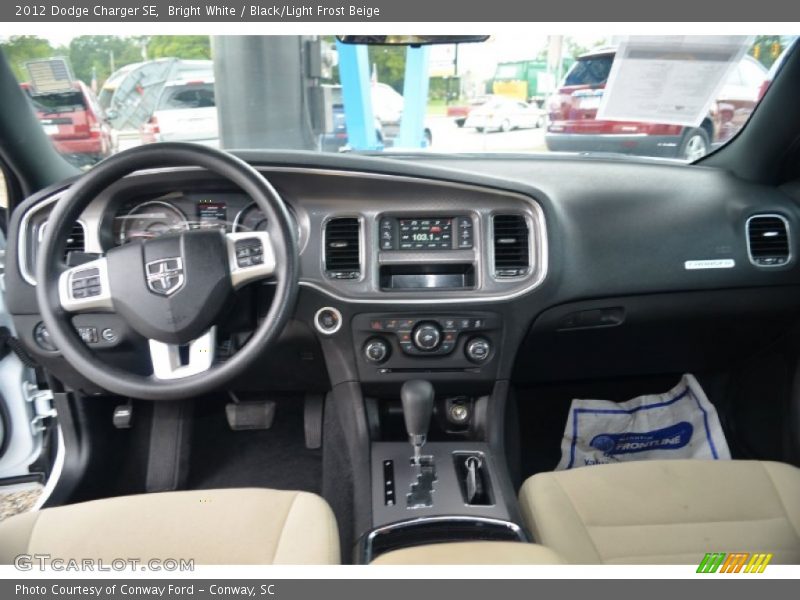 Bright White / Black/Light Frost Beige 2012 Dodge Charger SE
