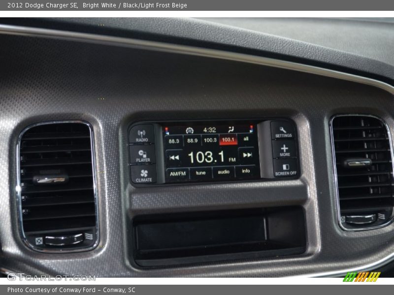 Bright White / Black/Light Frost Beige 2012 Dodge Charger SE