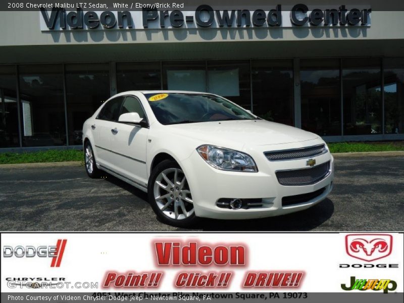 White / Ebony/Brick Red 2008 Chevrolet Malibu LTZ Sedan