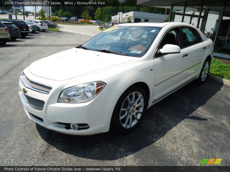 White / Ebony/Brick Red 2008 Chevrolet Malibu LTZ Sedan