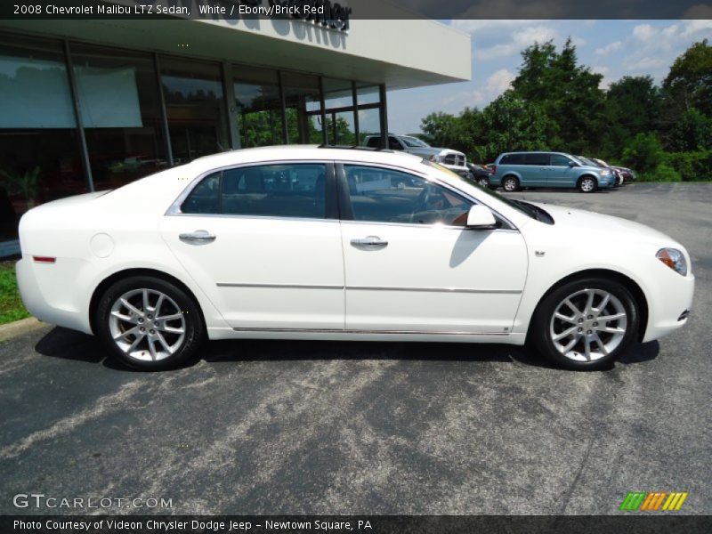 White / Ebony/Brick Red 2008 Chevrolet Malibu LTZ Sedan