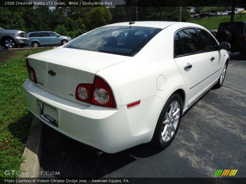 White / Ebony/Brick Red 2008 Chevrolet Malibu LTZ Sedan
