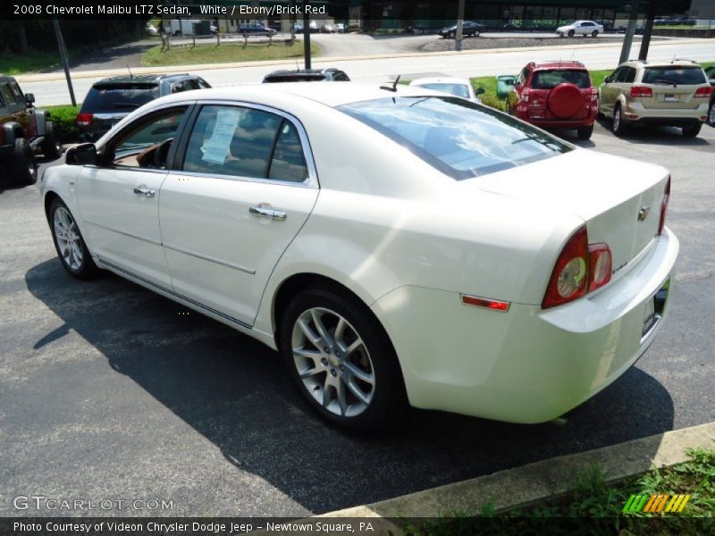 White / Ebony/Brick Red 2008 Chevrolet Malibu LTZ Sedan