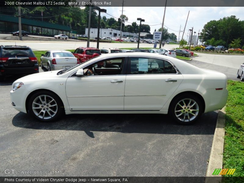 White / Ebony/Brick Red 2008 Chevrolet Malibu LTZ Sedan
