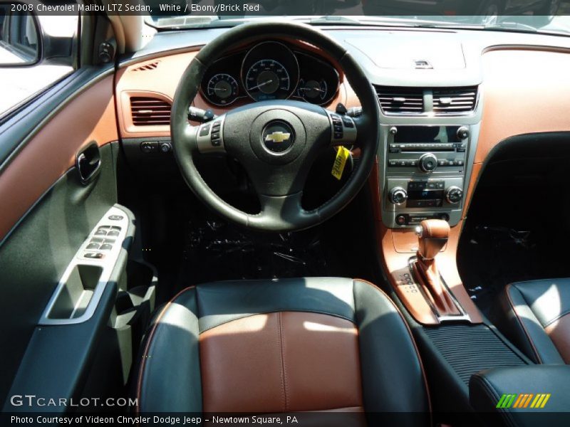 White / Ebony/Brick Red 2008 Chevrolet Malibu LTZ Sedan