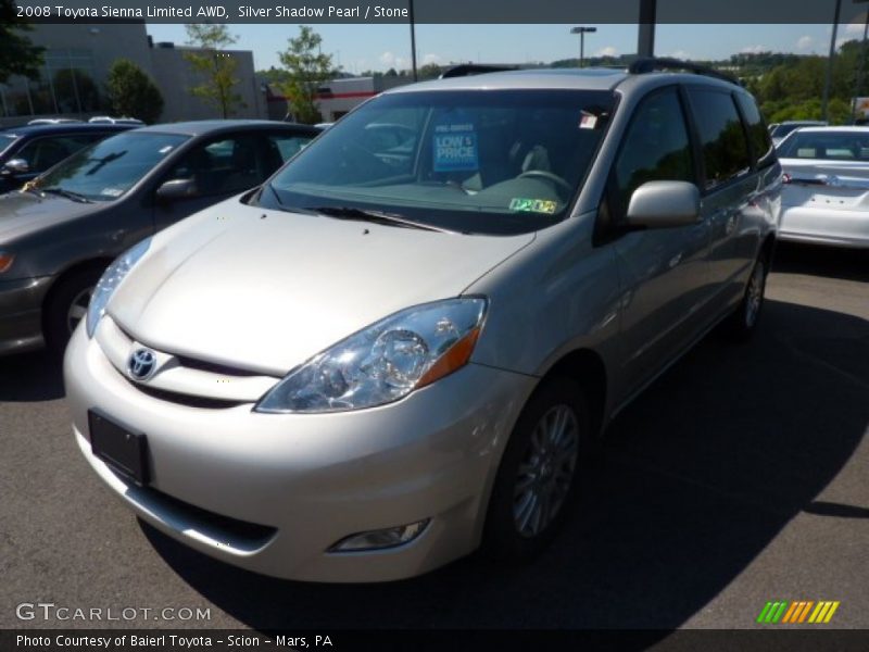 Silver Shadow Pearl / Stone 2008 Toyota Sienna Limited AWD