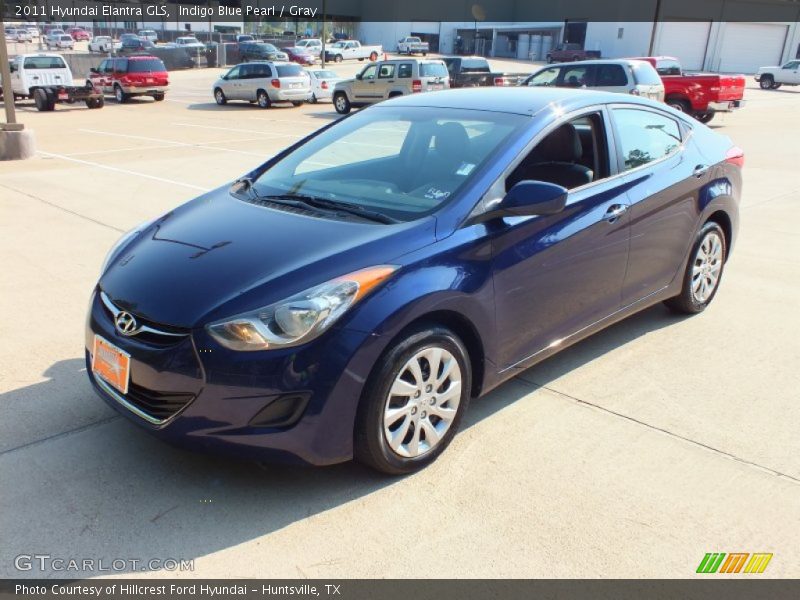 Indigo Blue Pearl / Gray 2011 Hyundai Elantra GLS