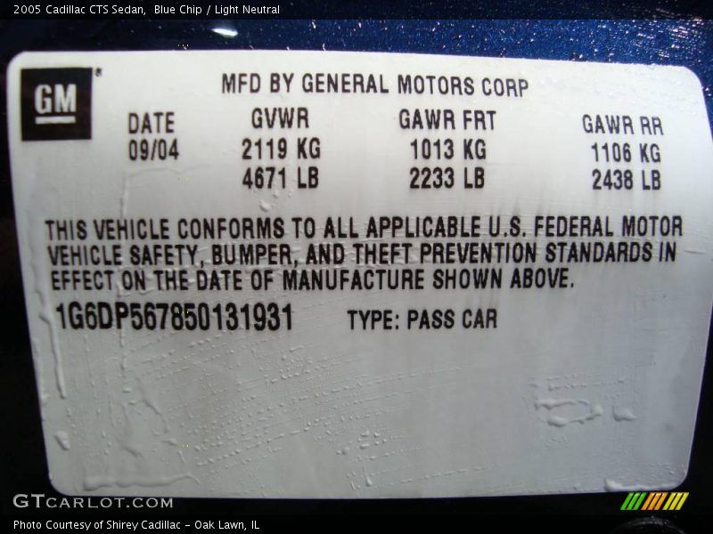 Blue Chip / Light Neutral 2005 Cadillac CTS Sedan
