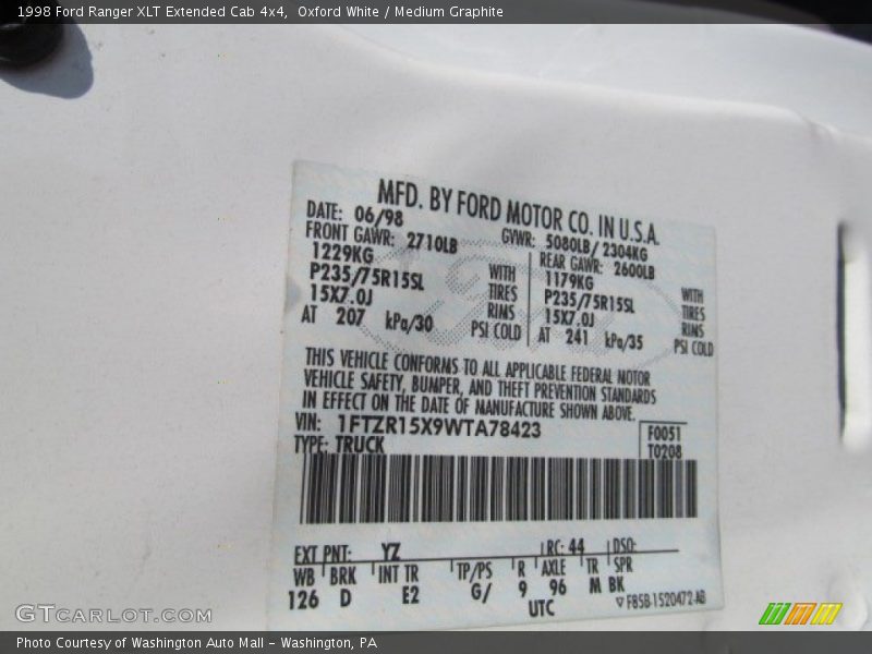 Oxford White / Medium Graphite 1998 Ford Ranger XLT Extended Cab 4x4