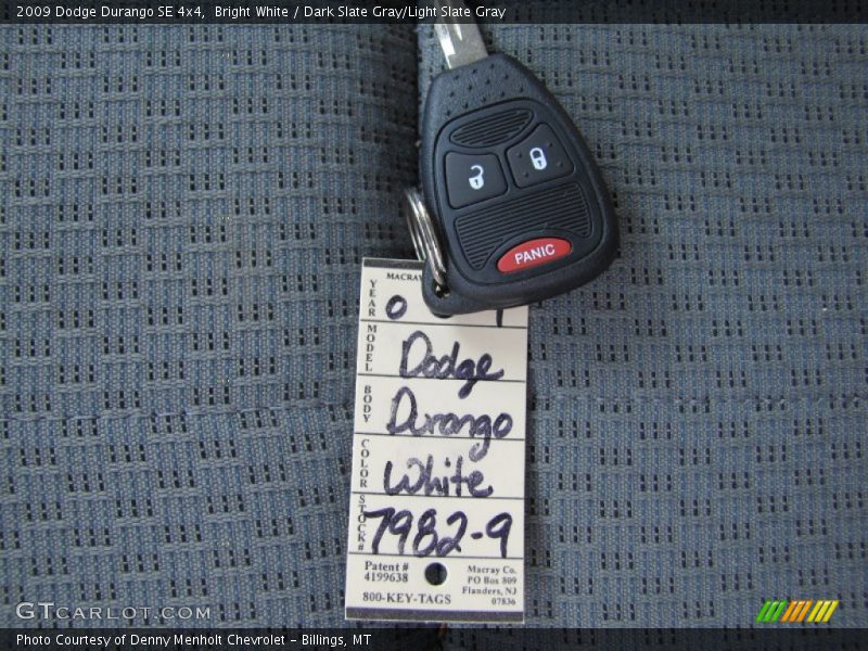 Bright White / Dark Slate Gray/Light Slate Gray 2009 Dodge Durango SE 4x4