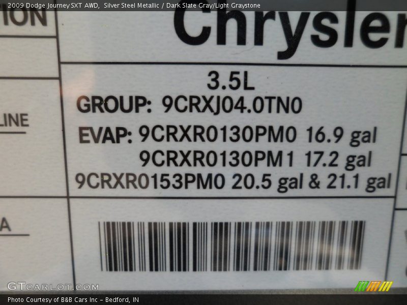 Silver Steel Metallic / Dark Slate Gray/Light Graystone 2009 Dodge Journey SXT AWD