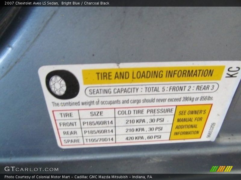 Bright Blue / Charcoal Black 2007 Chevrolet Aveo LS Sedan