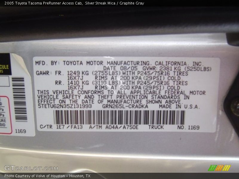 Silver Streak Mica / Graphite Gray 2005 Toyota Tacoma PreRunner Access Cab
