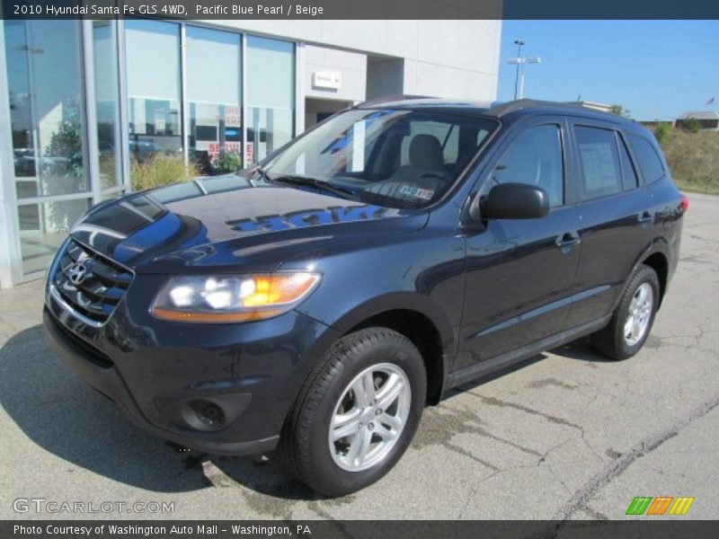 Pacific Blue Pearl / Beige 2010 Hyundai Santa Fe GLS 4WD
