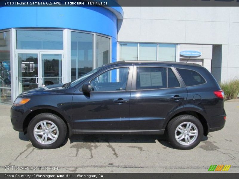 Pacific Blue Pearl / Beige 2010 Hyundai Santa Fe GLS 4WD