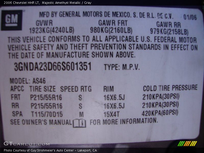 Info Tag of 2006 HHR LT