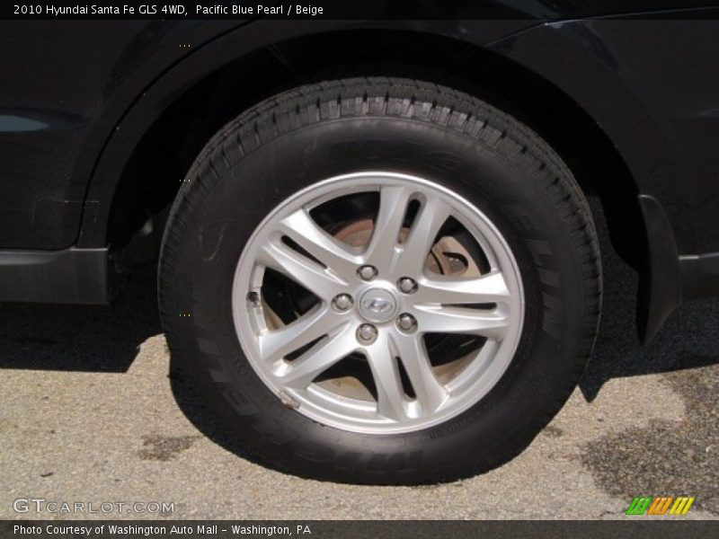 Pacific Blue Pearl / Beige 2010 Hyundai Santa Fe GLS 4WD