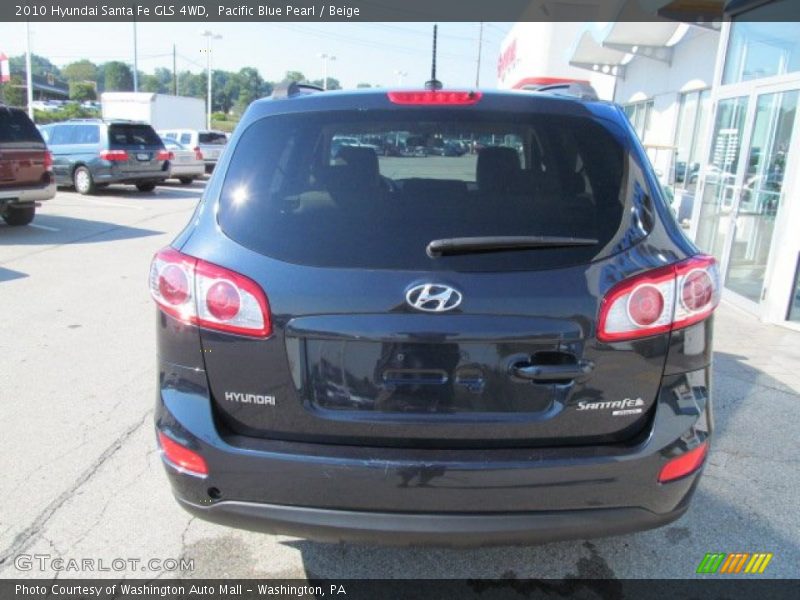 Pacific Blue Pearl / Beige 2010 Hyundai Santa Fe GLS 4WD