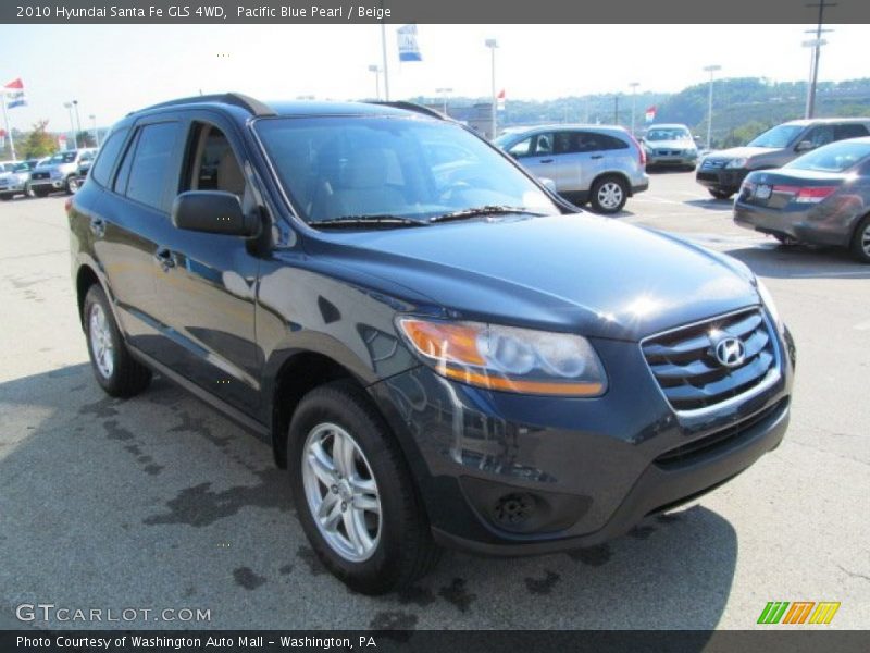 Pacific Blue Pearl / Beige 2010 Hyundai Santa Fe GLS 4WD