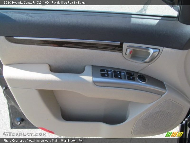 Pacific Blue Pearl / Beige 2010 Hyundai Santa Fe GLS 4WD