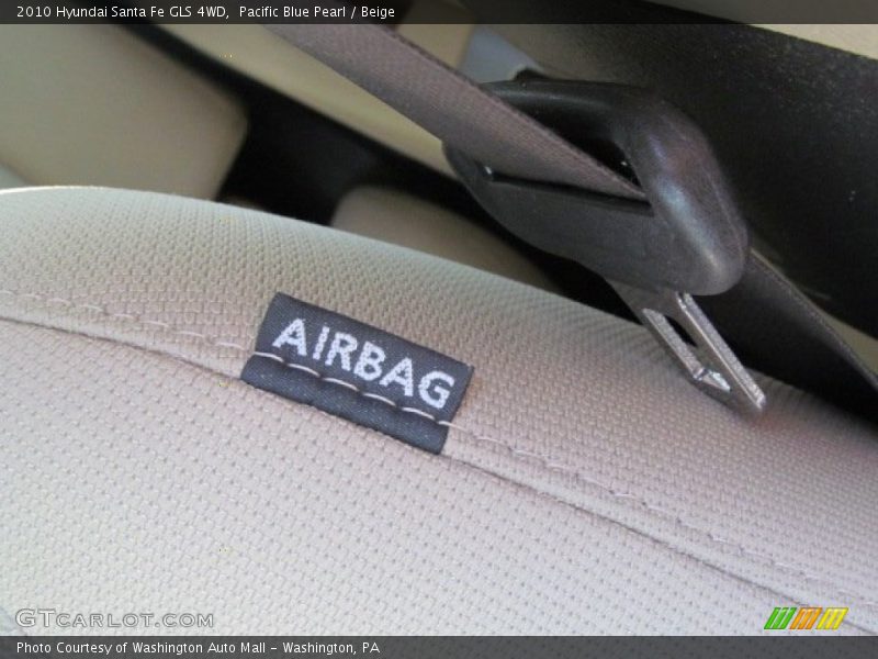 Pacific Blue Pearl / Beige 2010 Hyundai Santa Fe GLS 4WD