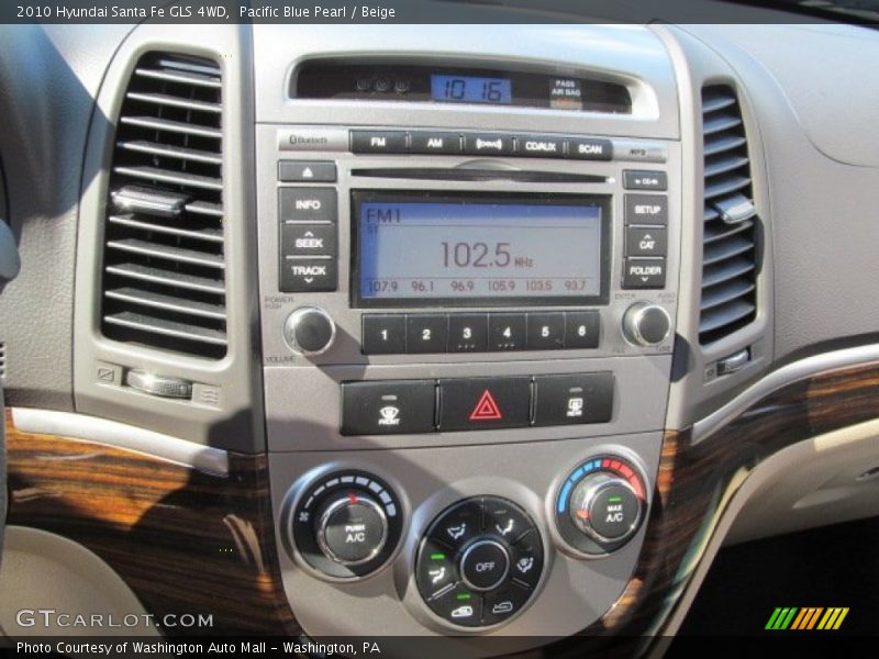 Pacific Blue Pearl / Beige 2010 Hyundai Santa Fe GLS 4WD