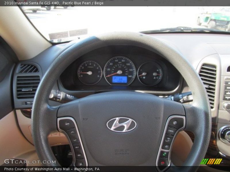 Pacific Blue Pearl / Beige 2010 Hyundai Santa Fe GLS 4WD